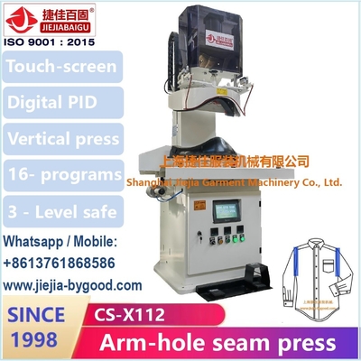 Máquina de pressão vertical livre 220V da camisa do enrugamento para a selagem da emenda do lado de corpo da luva